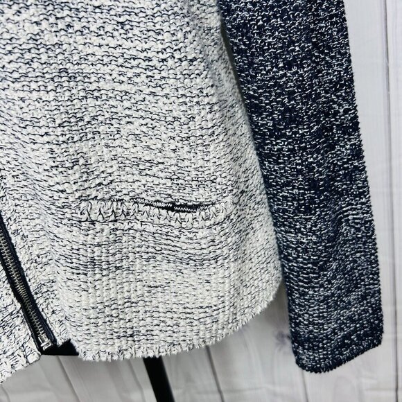 Talbots Sweater Womens Sz M Sparkly Full Zip Colorblock Pockets Gray Navy - Picture 5 of 12